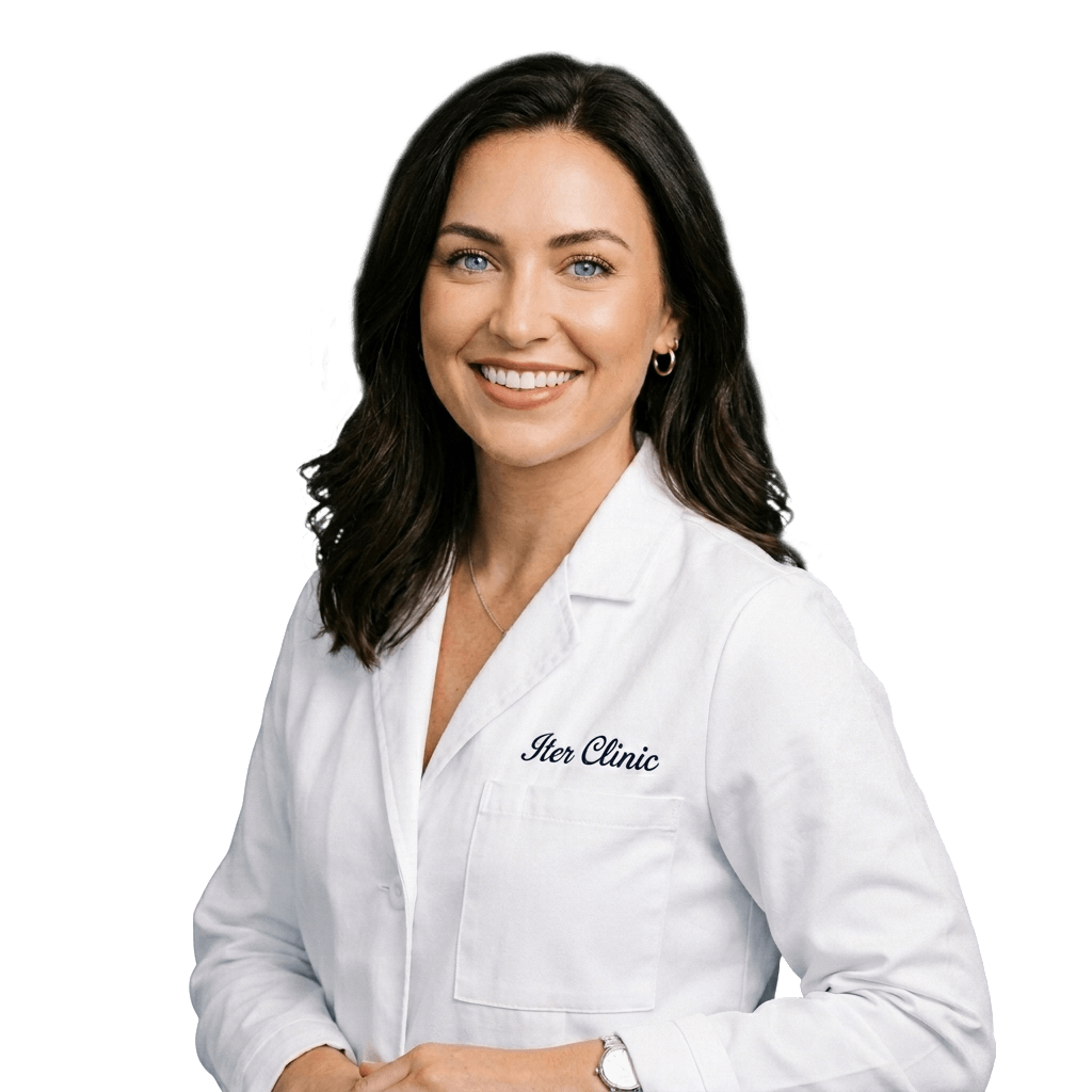 Profissional de estética usando o Iter Clinic